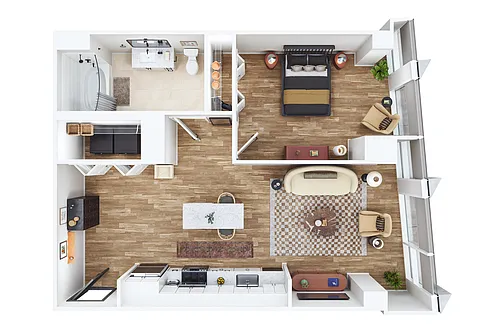 Floor plan One Bed- K (ADA)