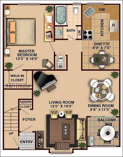 Floor plan 1 Bedroom Sunny Slope