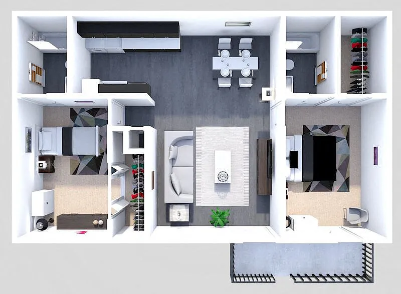 Floor plan B2 2 BEDROOM 2 BATH