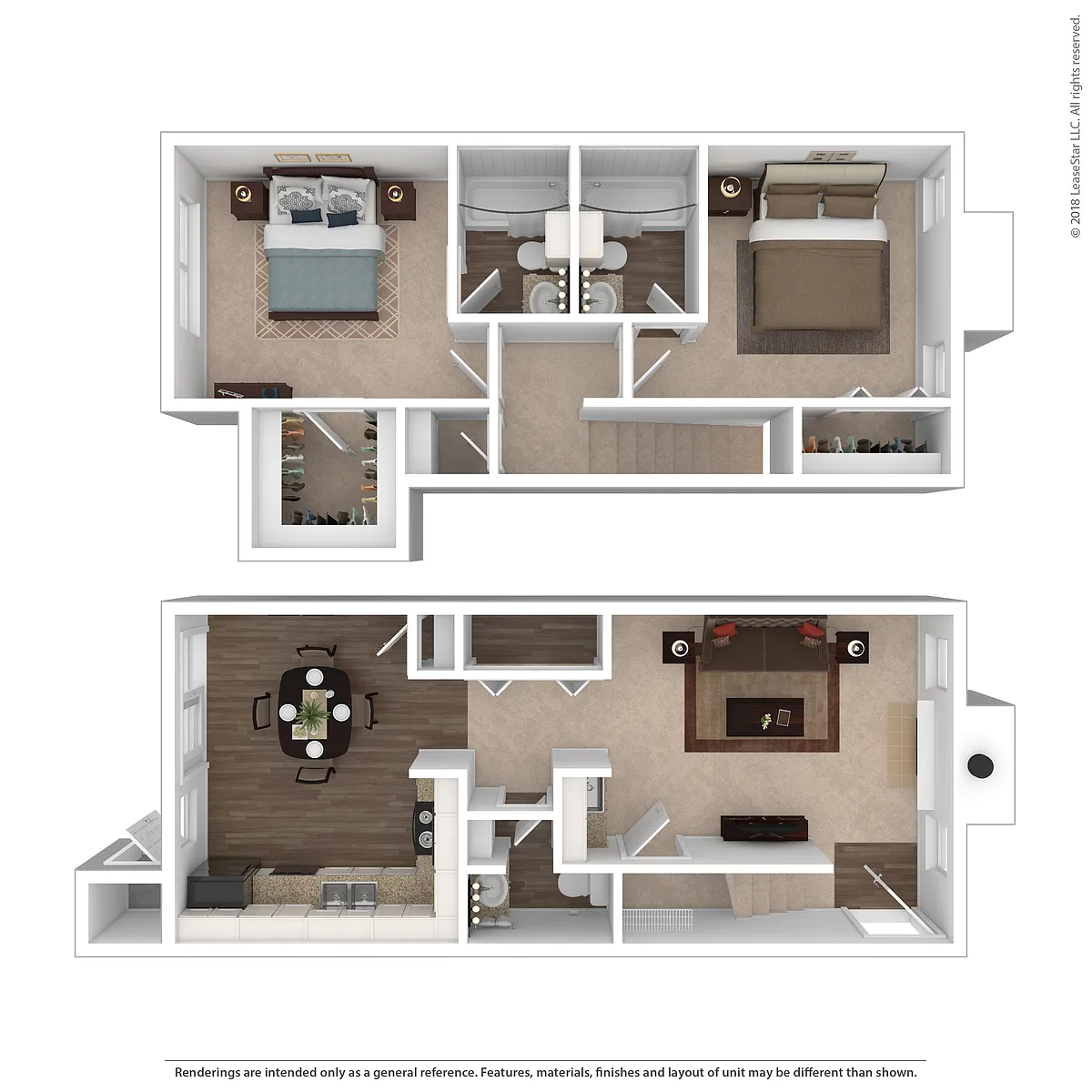 Floor plan B6 - Two Bedroom Two Bath Townhome