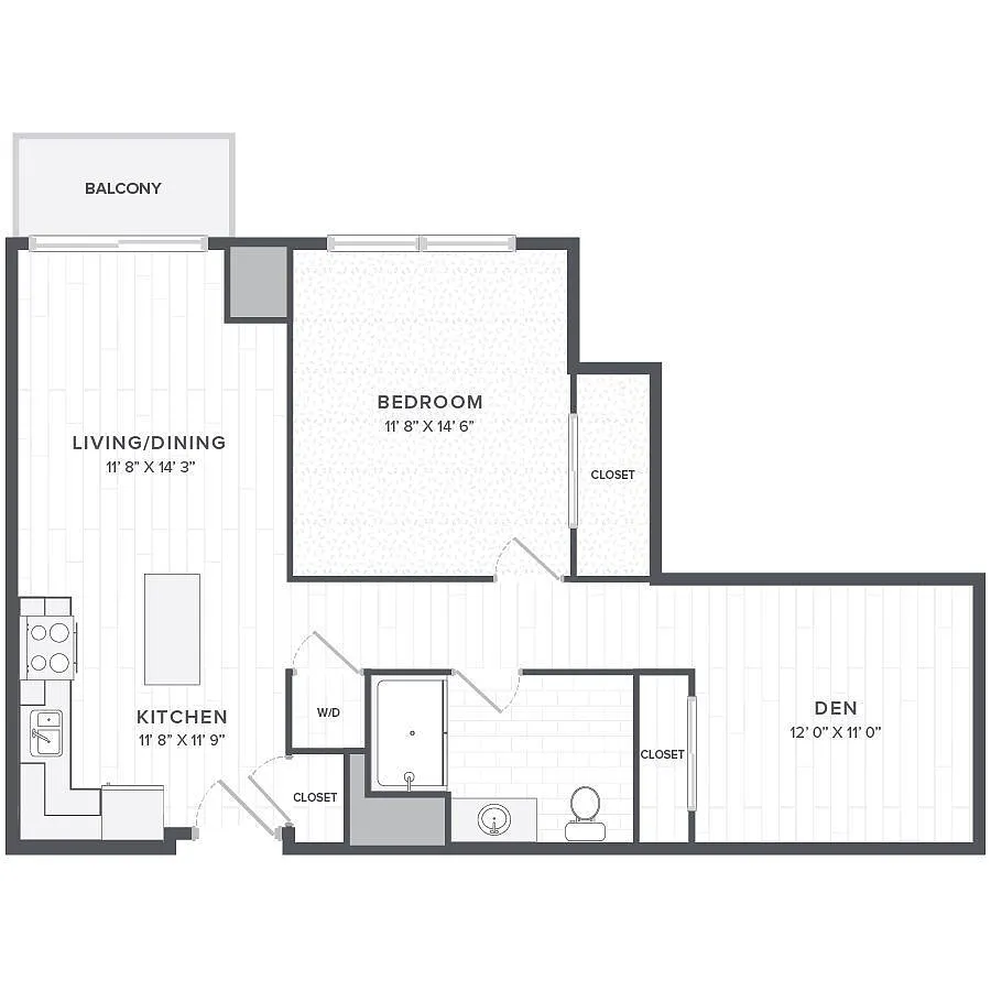 Floor plan 1B1BA+D-1J