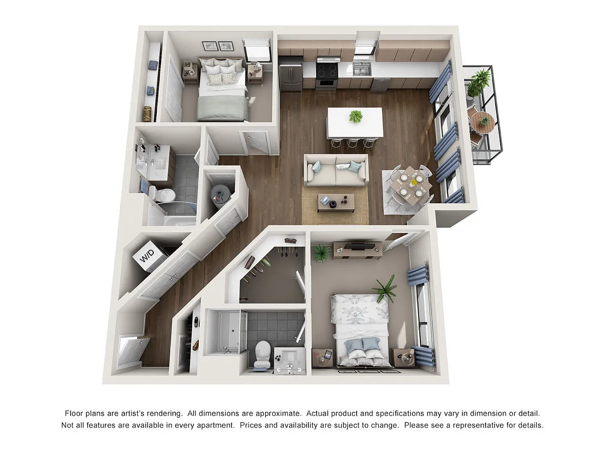 Floor plan 2BD, 2BTH B3