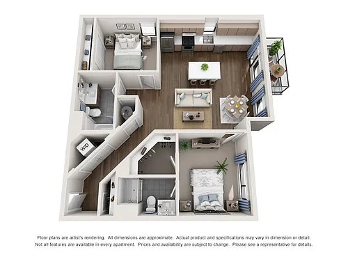 Floor plan 2BD, 2BTH B3