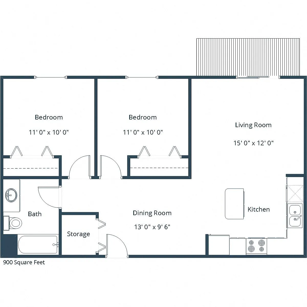 Floor plan Two Bedroom 21A