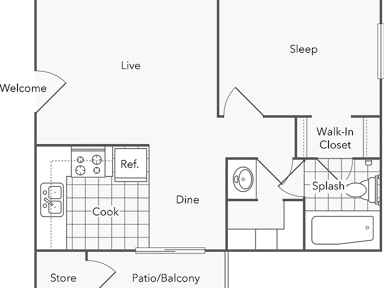 Mesa | 1-Bedroom Floorplan Mesa | 1-Bedroom Floorplan