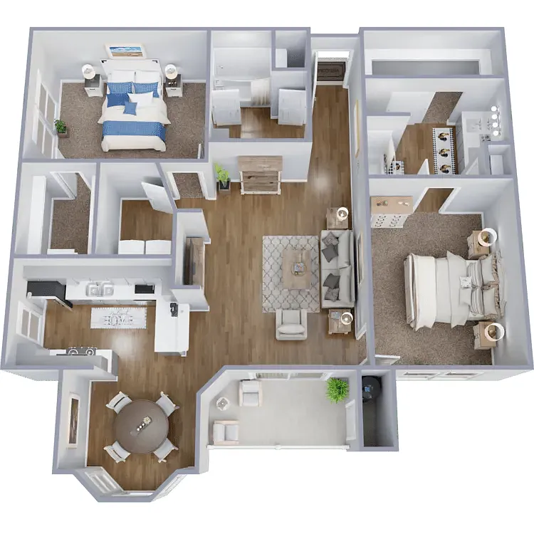 Floor plan 2 Bedroom, 2 Bath