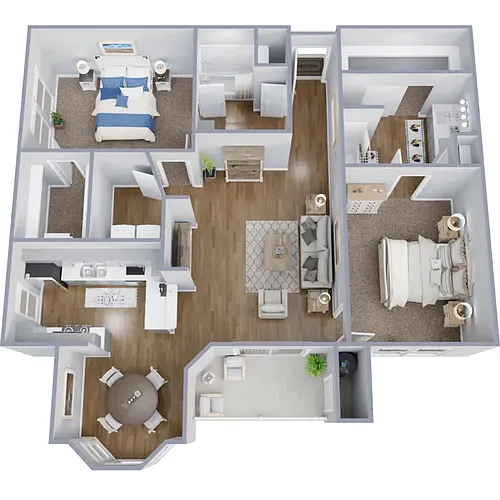 Floor plan 2 Bedroom, 2 Bath