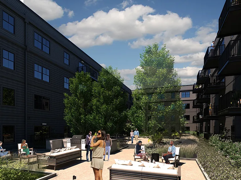 Courtyard featuring grills & lounge areas