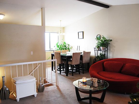 Vaulted living room/dining area