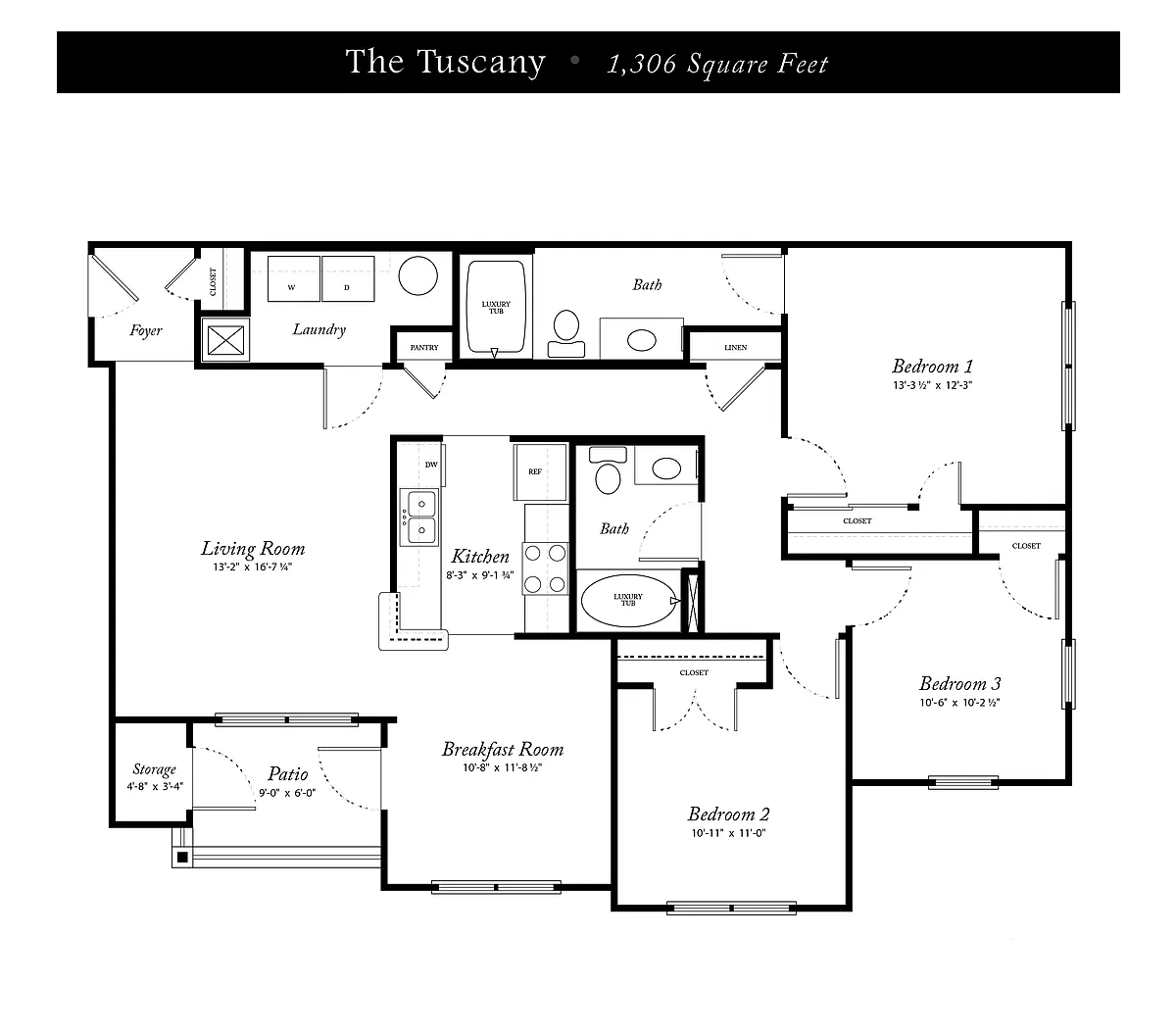 Floor plan Tuscany II 3BR 2BA