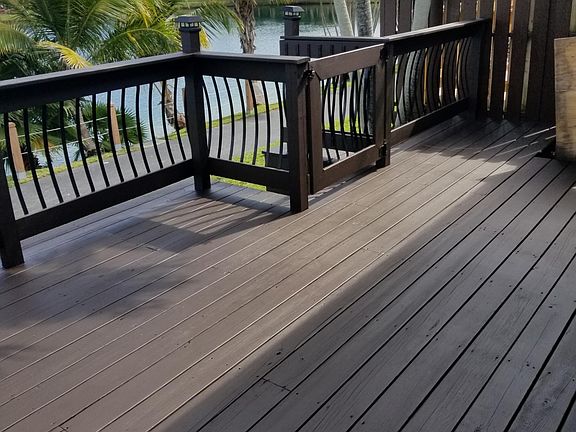 Large deck area with gated fencing