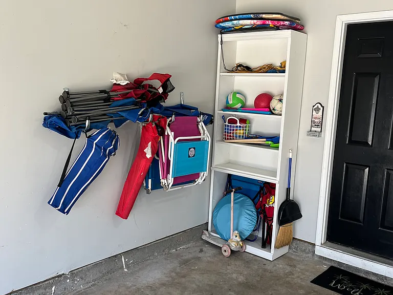 Garage parking and beach items