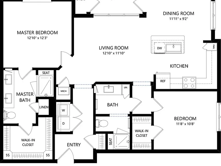 Floor plans are artist's rendering. All dimensions are approximate. Actual product and specifications may vary in dimension or detail. Not all features are available in every apartment. Prices and availability are subject to change. Floor plans are artist