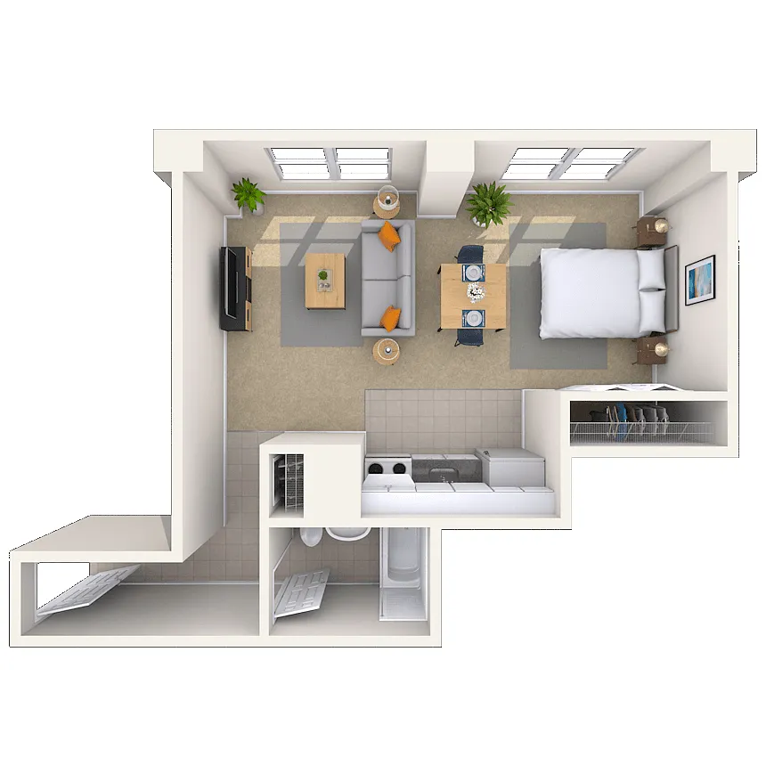 Floor plan Studio 0x1 490 SF