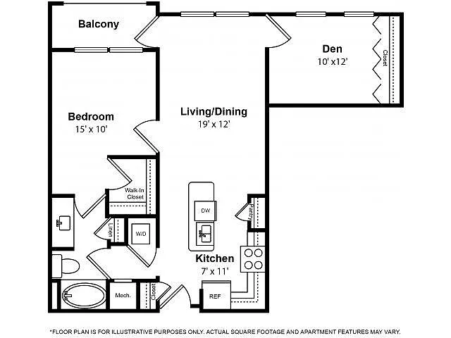 Floor plan Enclave - One Bedroom w - Office