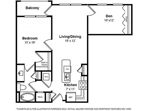 Floor plan Enclave - One Bedroom w - Office