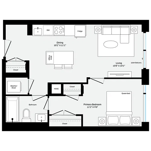 Floor plan A7 One Bedroom
