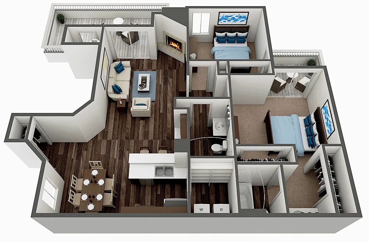 Floor plan 2 Bed 2 Bath - B1