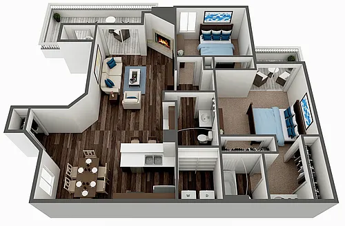Floor plan 2 Bed 2 Bath - B1