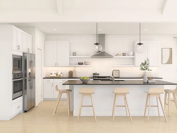 Kitchen with pendant lights
