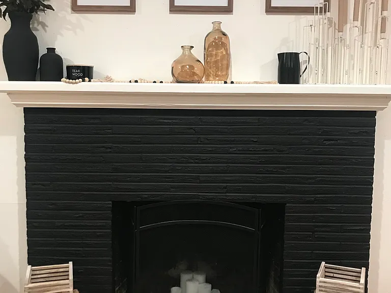Freshly painted fireplace