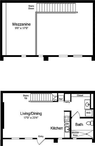 Floor plan One Bedroom Loft A