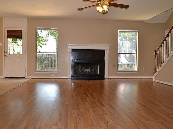 Living room with laminate wood flooring