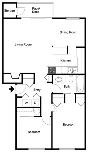 Floor plan 2 Bedroom 1 Bath