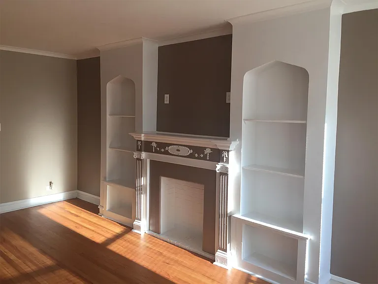 Living Room Fireplace with accent wall