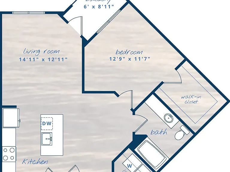 1x1 A5 floor plan Vue at Belleair