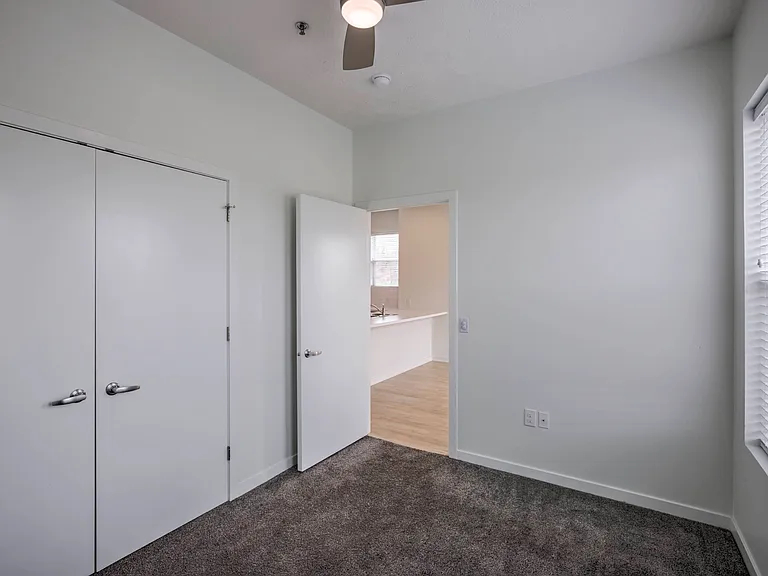 Large closets in a bedroom at The Rise.