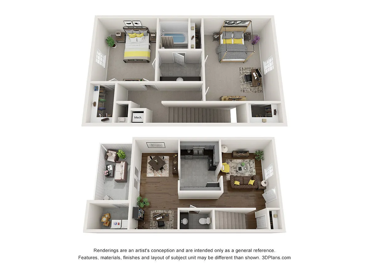 Floor plan 2 Bedroom 1.5 Bath