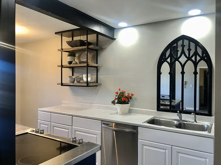 Clean, spacious open shelving