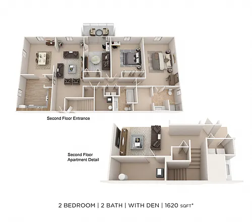 Floor plan Two Bedroom 2 Bath- 1,620 sqft