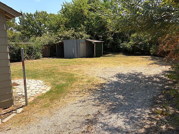 Backyard with locking shed