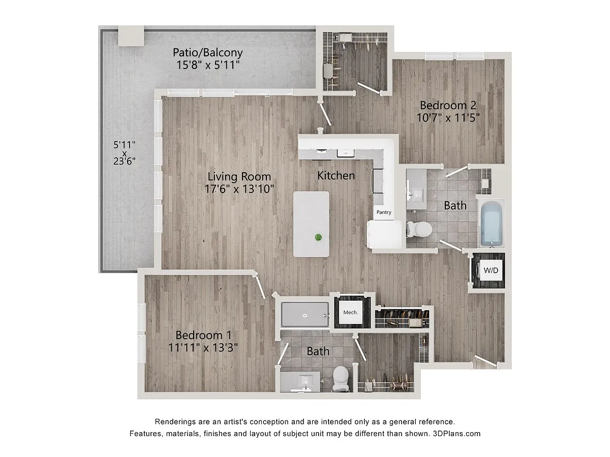 Floor plan 2 Bed/2 Bath-B2E