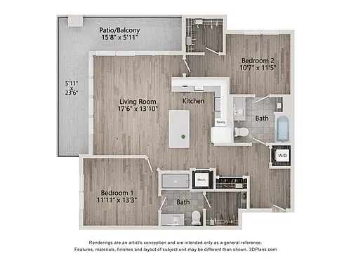 Floor plan 2 Bed/2 Bath-B2E