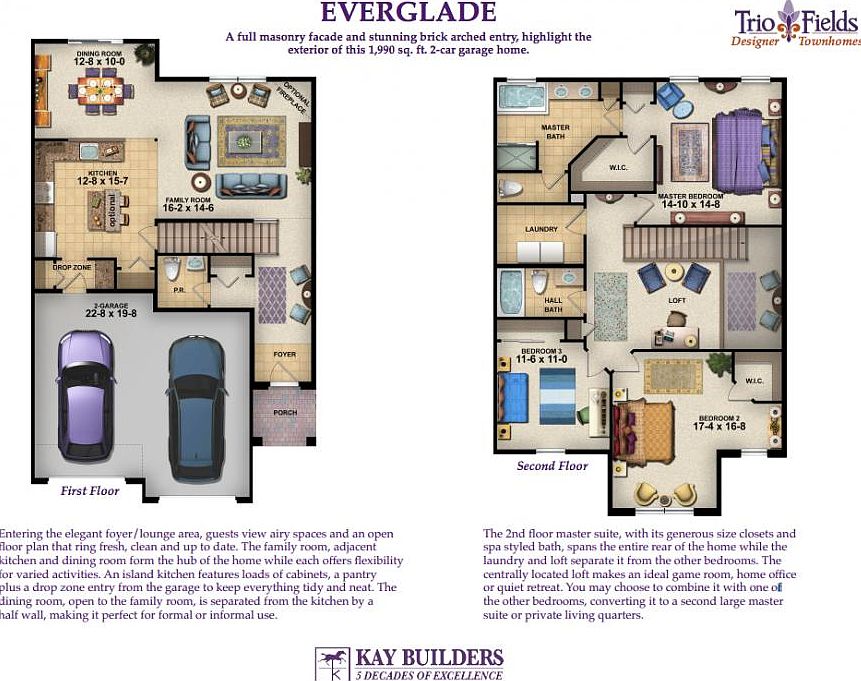 Everglade Townhome Floorplan Rendering