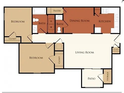 Floor plan 2BD 1 AND HALF BA
