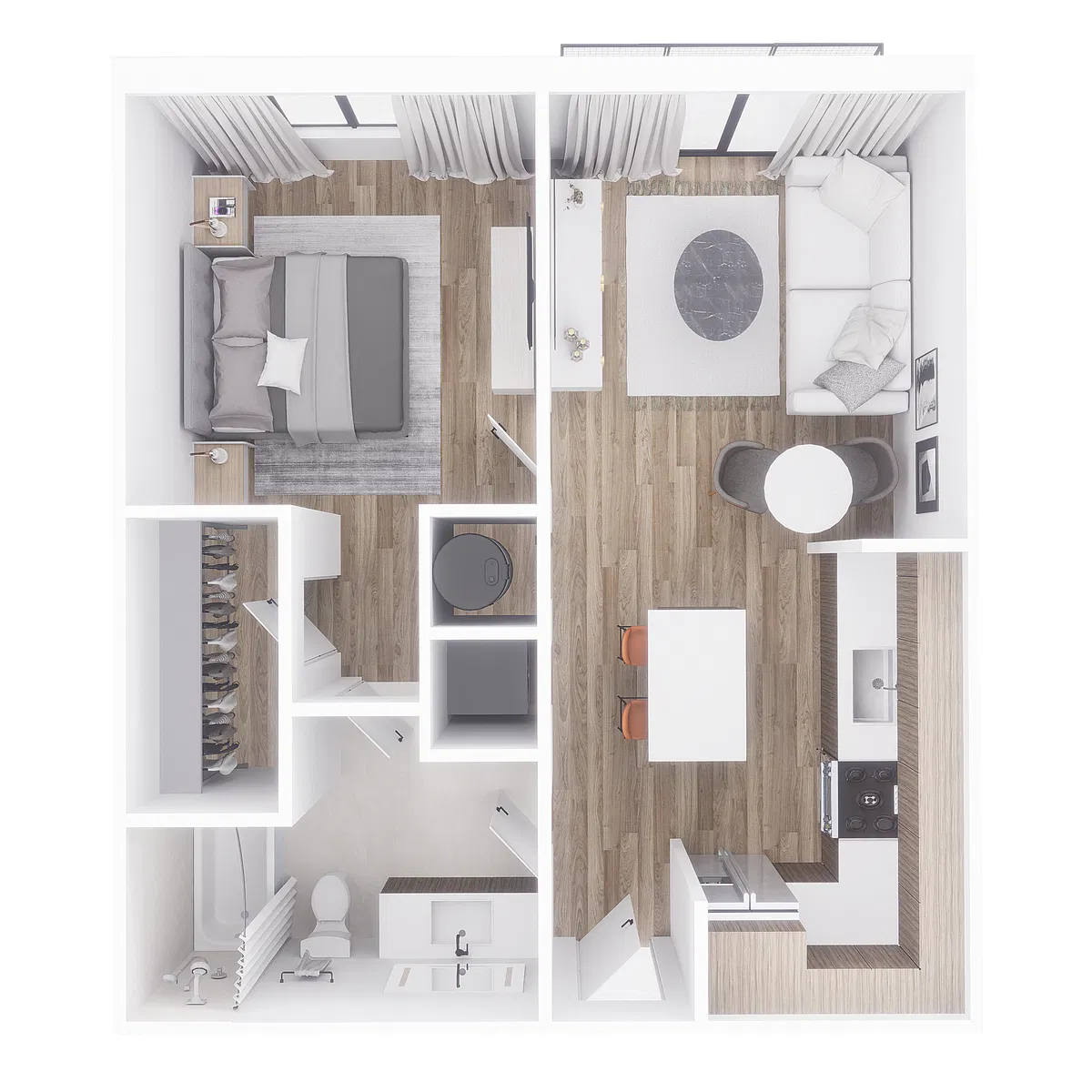 Floor plan 1x1 - 731 sqft