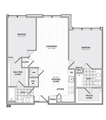 Floor plan 2Bed/2Bath-C16