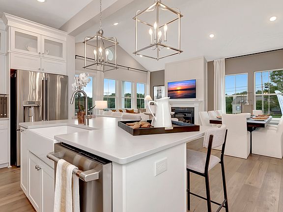 Island overlooking dining area