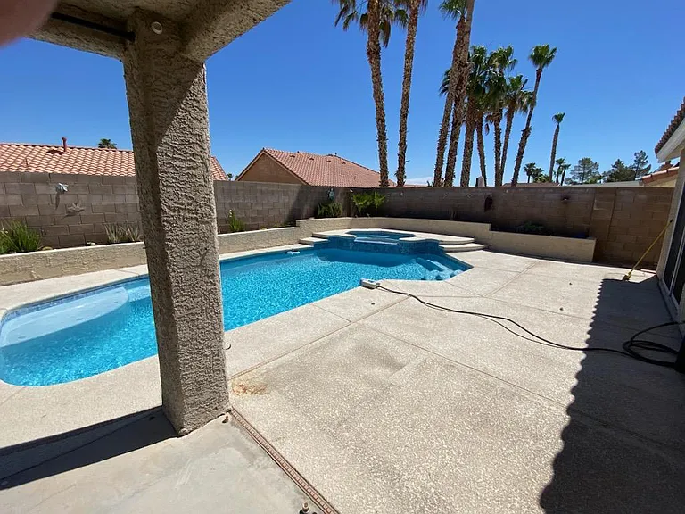 Backyard pool / spa.