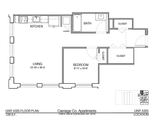 Floor plan c1-729 - 1 bed, 1 bath