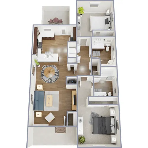 Floor plan 1 story 2 Bedroom 2 Bathroom