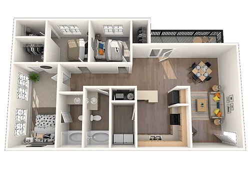 Floor plan 2 Bed 2 Bath 1375 Sq Ft