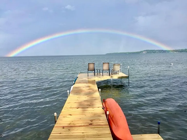 Dock and one of two kayaks.
