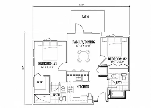 Floor plan 2 Bed, 2 Bath B4 (MFTE)