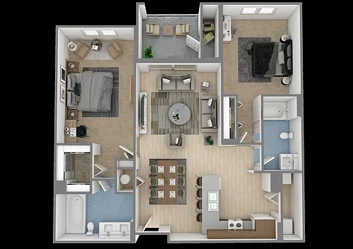 Floor plan 2 Bedroom, 2 Bathroom