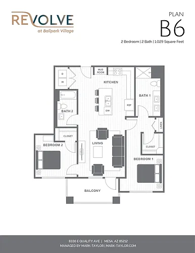 Floor plan 2 Bed/2 Bath